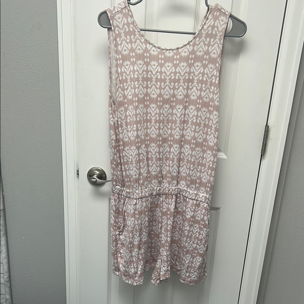 LOFT Pink and White Sleeveless Jumpsuit Scoop Neck Casual